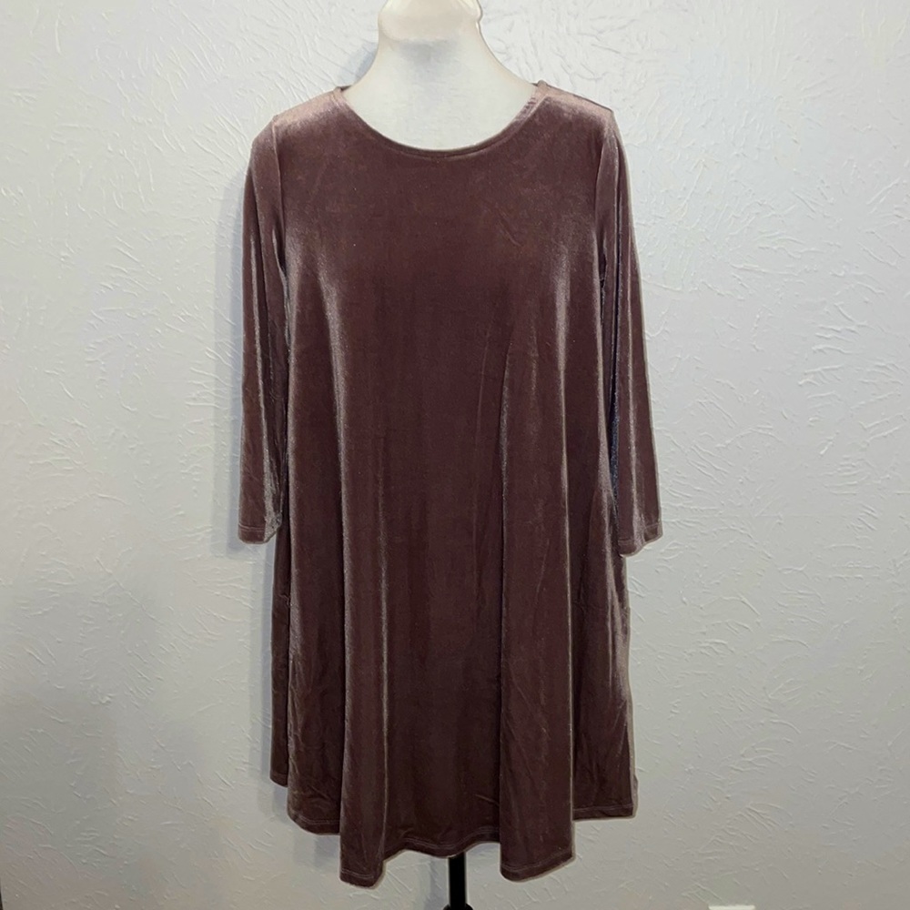 Agnes & Dora Velvet 3/4 Sleeve Swing Tunic Deep Orchid Large (12/14) NWT